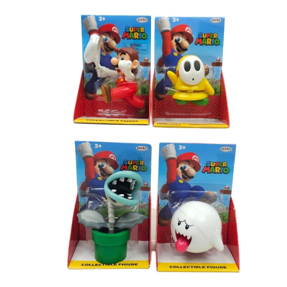 Super Mario Fire Mario Shy Guy Bone Piranha Boo Mini Figures Nintendo Jakks NEW